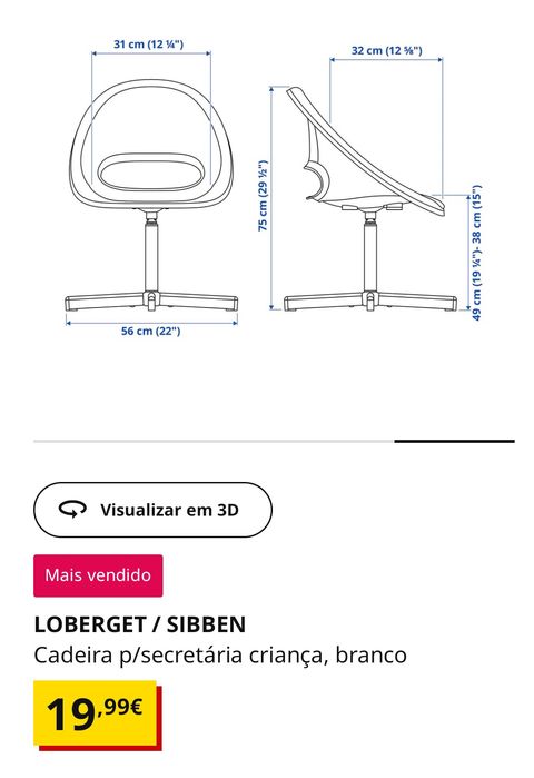 Cadeira de secretária para criança