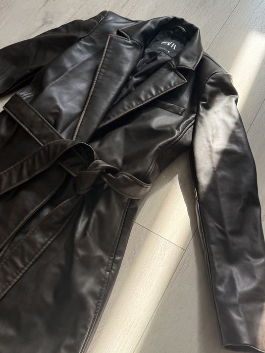 Тренч, плащ  шкіряний zara