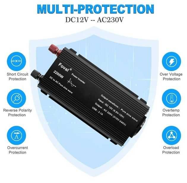 Інвертор перетворювач FOVAL 12-220V 2200 Ват