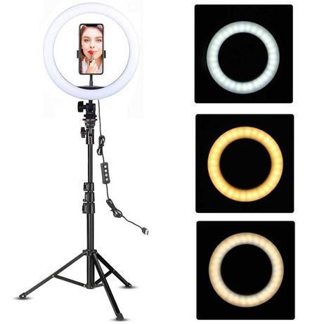 Кольцевая лампа для блогеров, селфи кольцо 26 см со штативом (ЯРКАЯ)