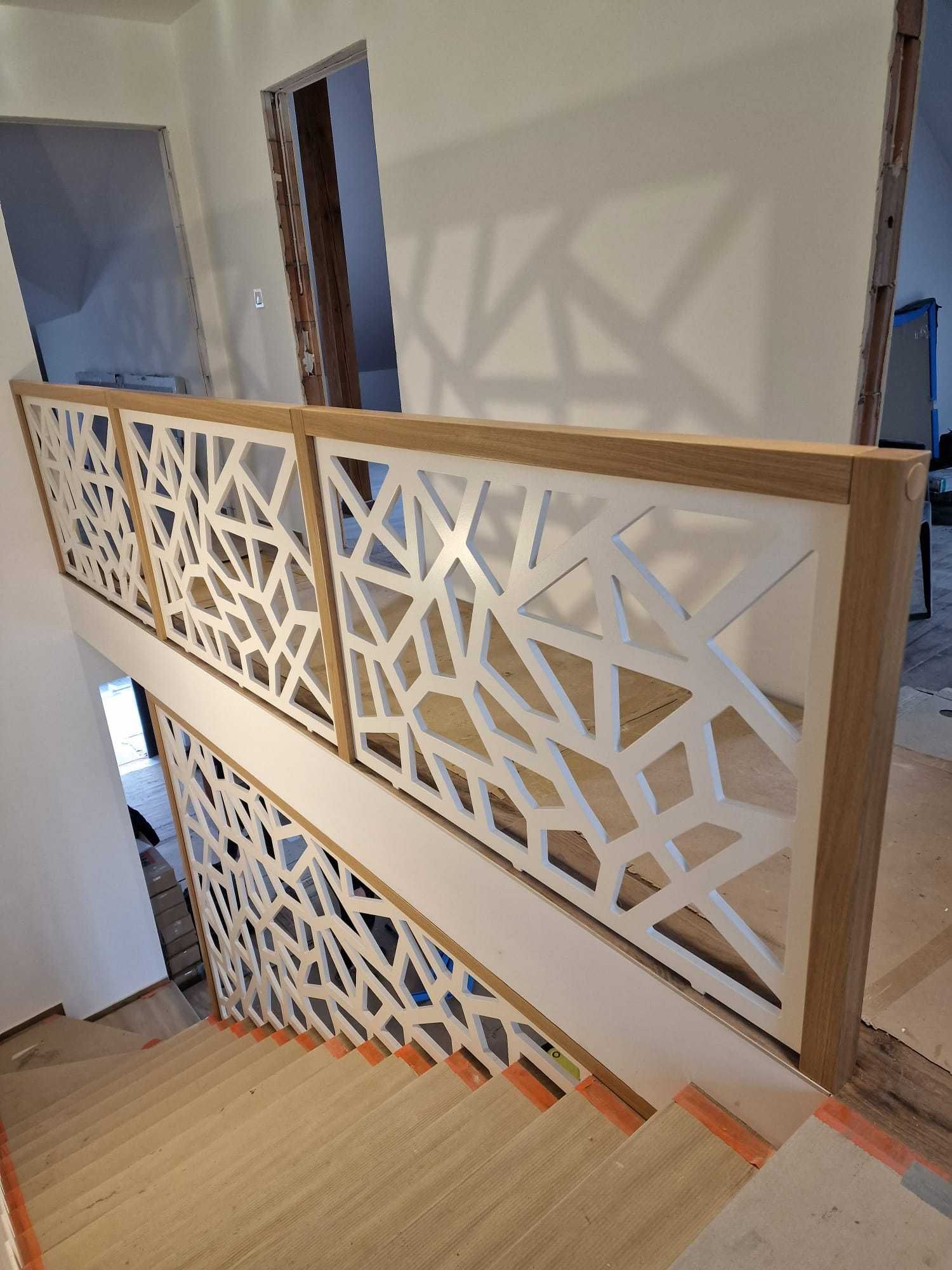 Balustrada schodowa drewniana wewnętrzna ażurowa barierka BEZ ZALICZEK