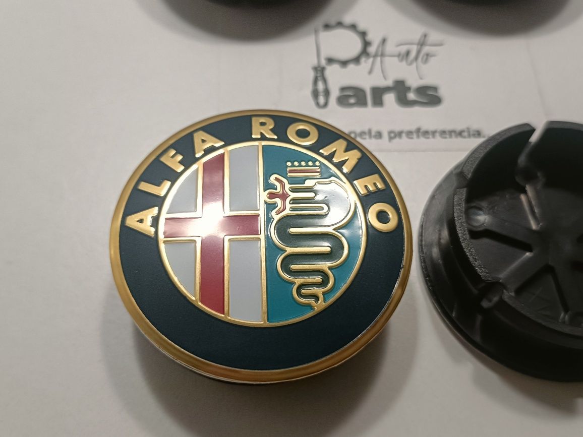 Conjunto 4 Centros jante Alfa Romeo 50mm "Dourado"