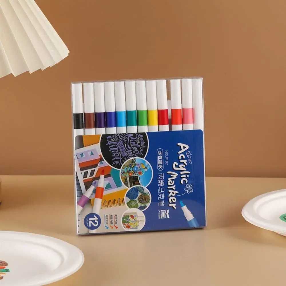 Акриловые профессиональные маркеры для рисования, набор 12 цветов