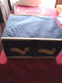A caixa da Moda!Caixa de pano azul com duas Gavetas-4E-Colar2E.Desde2E