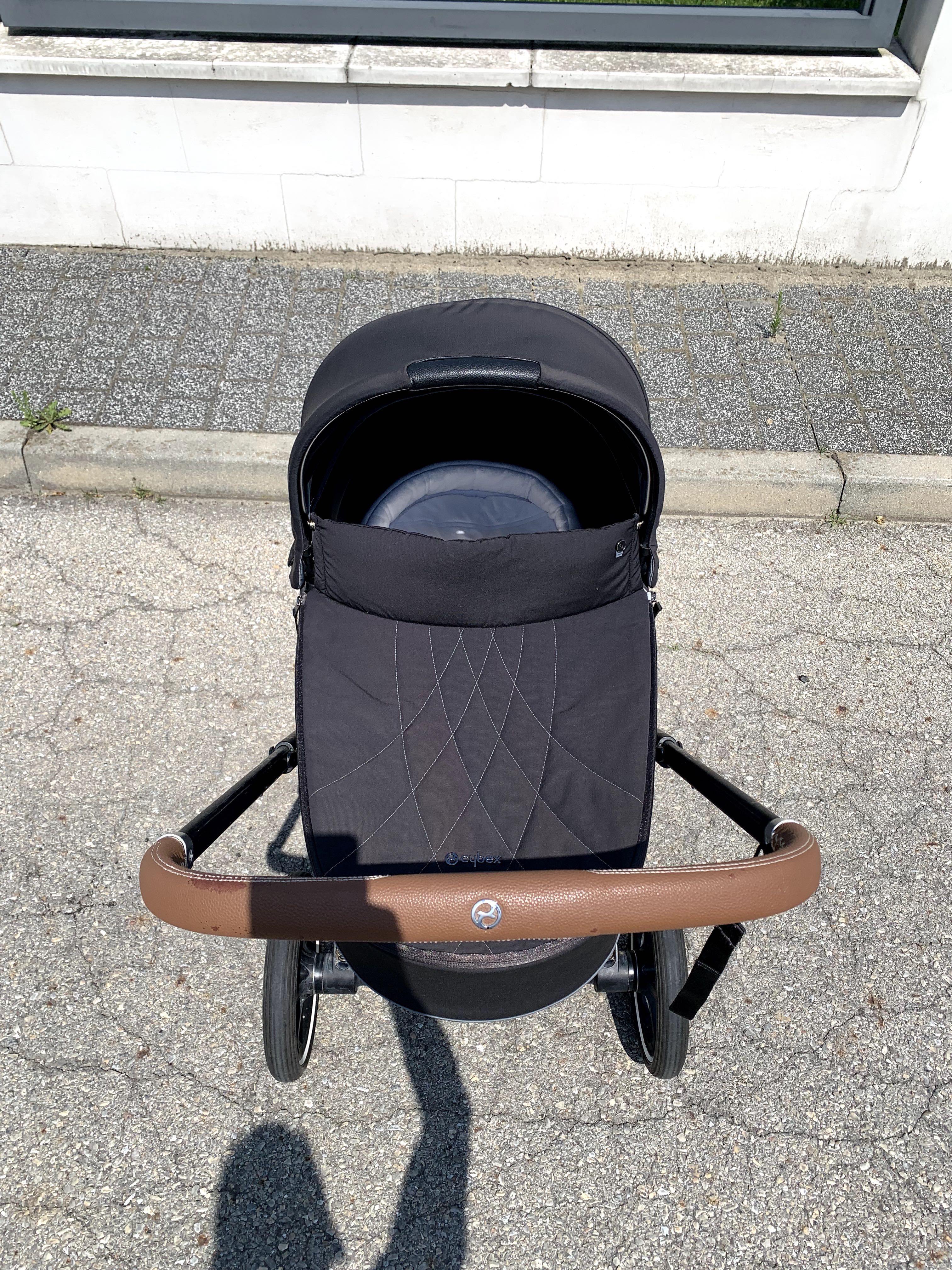 Люлька Cybex Priam Lux Deep Black + Оригінальний дощовик