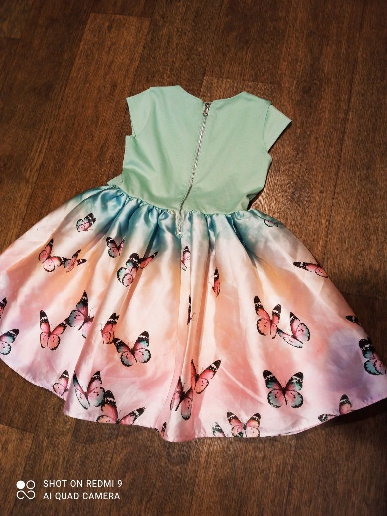 Платье, нарядное, принт Бабочки, 8-10 лет, H&M