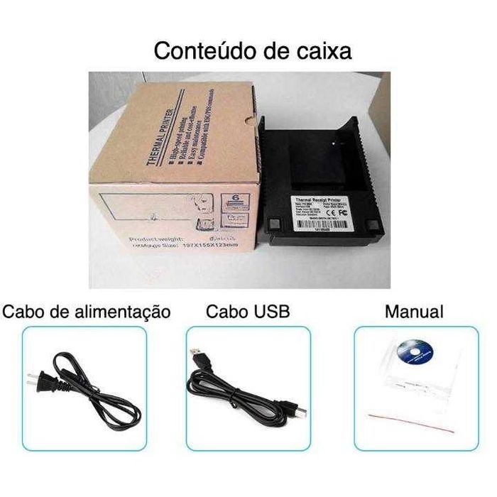 Impressora Térmica: USB, QRCode, 57-60mm - ZJiang ZJ-5890K