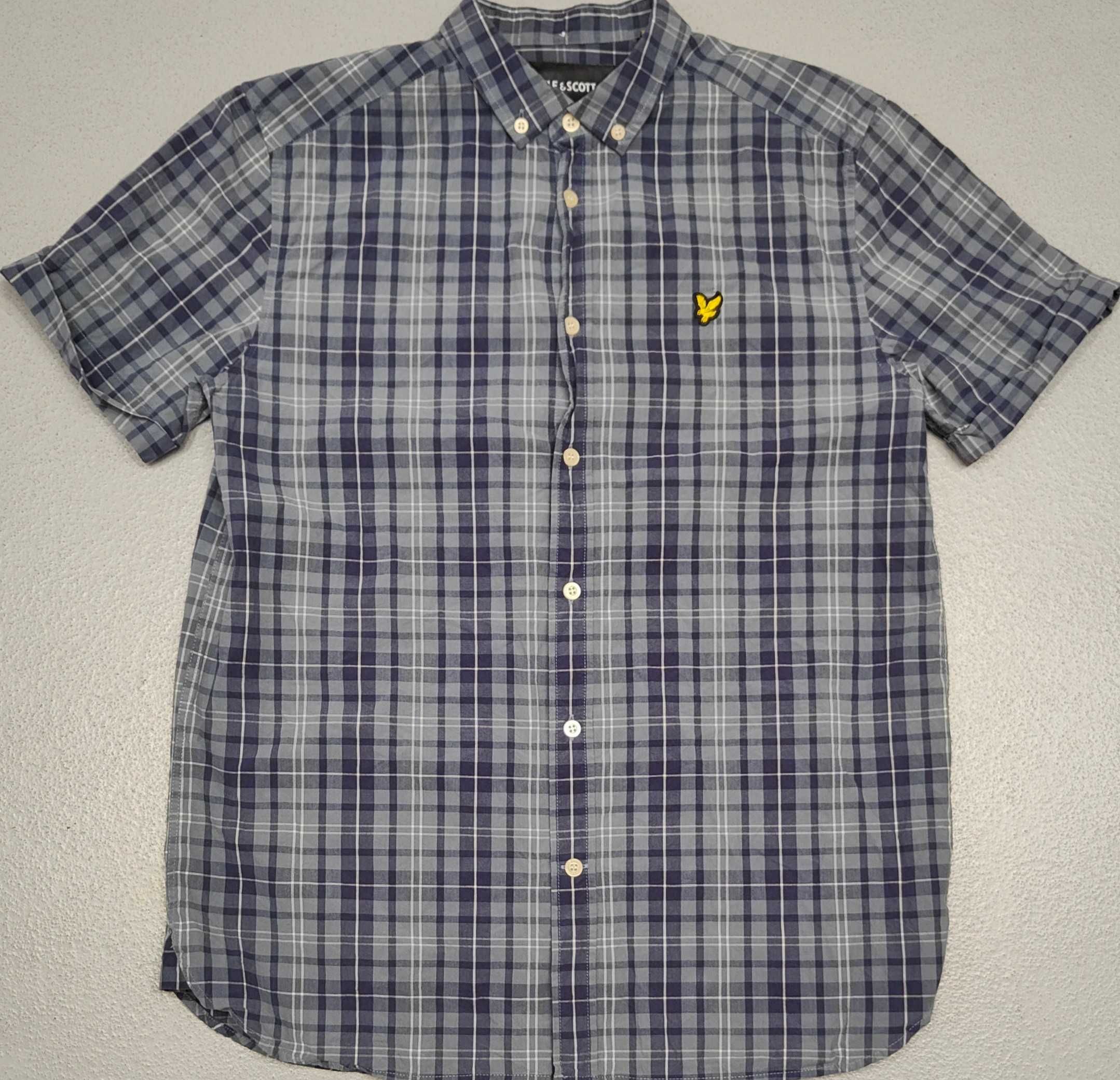 Wr) LYLE & SCOTT męska koszula krótki rękaw kratka Roz.M