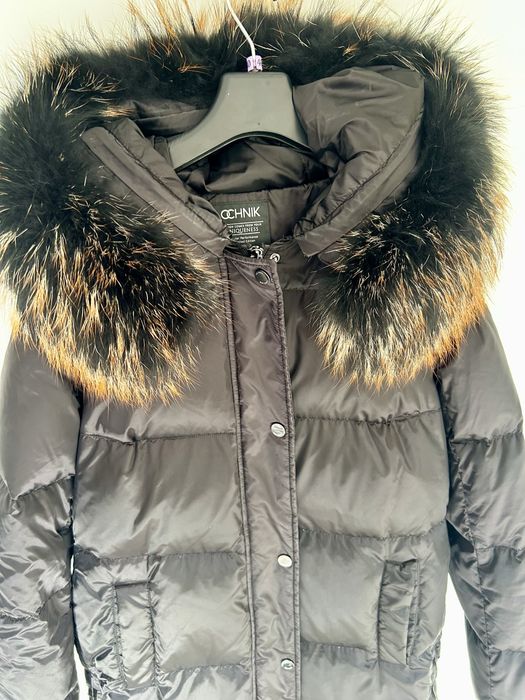 Kurtka zimowa Ochnik długa z kapturem nowa.