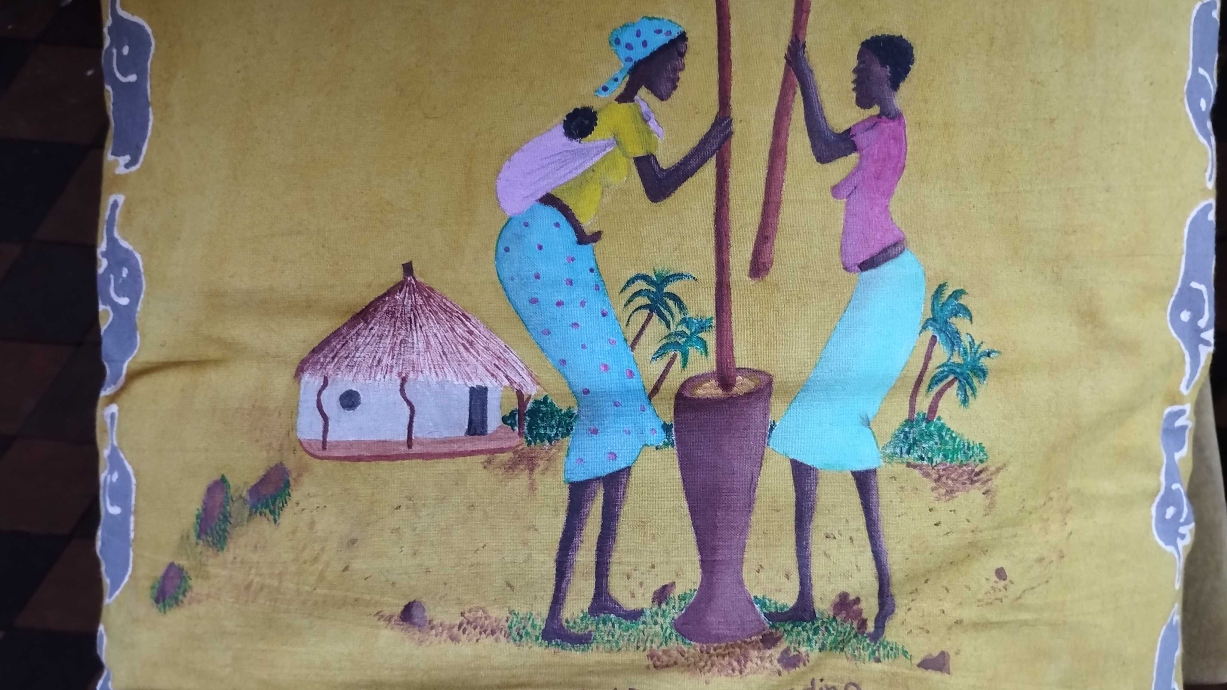 Vendo Almofada com Arte Original Pintada à Mão – Malawi