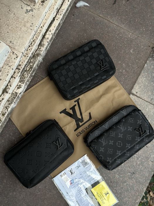 Барсетка Луи Витон через плечо мужская сумка Louis Vuitton кожаная топ