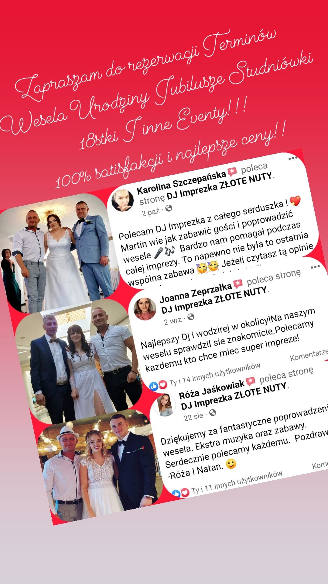 Dj Imprezka na Wesela Urodziny Jubilusze Studniówki 18stki...