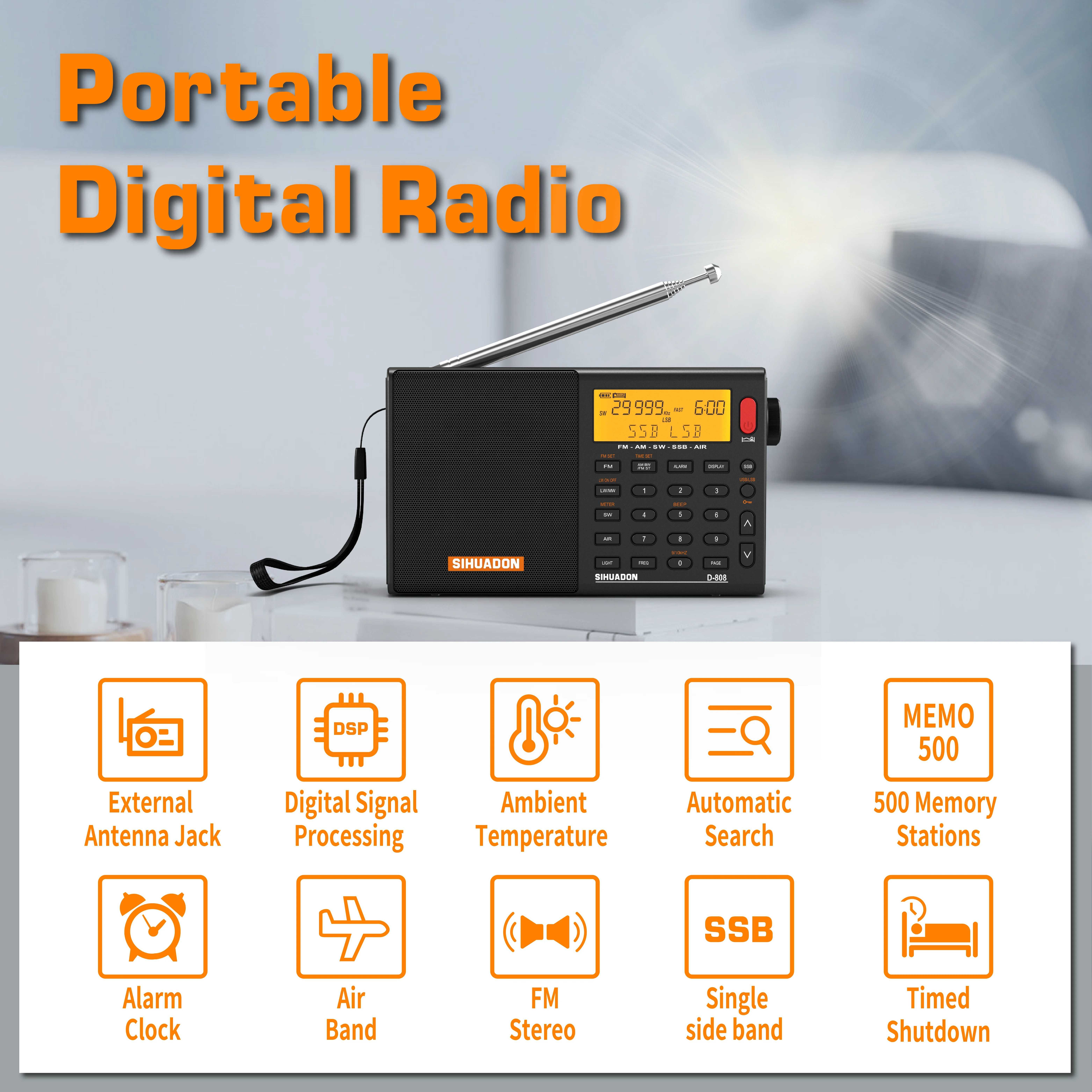 Radio światowe nasłuchowe SIHUADON/XHDATA D-808 AIR lepszy jak Tecsun