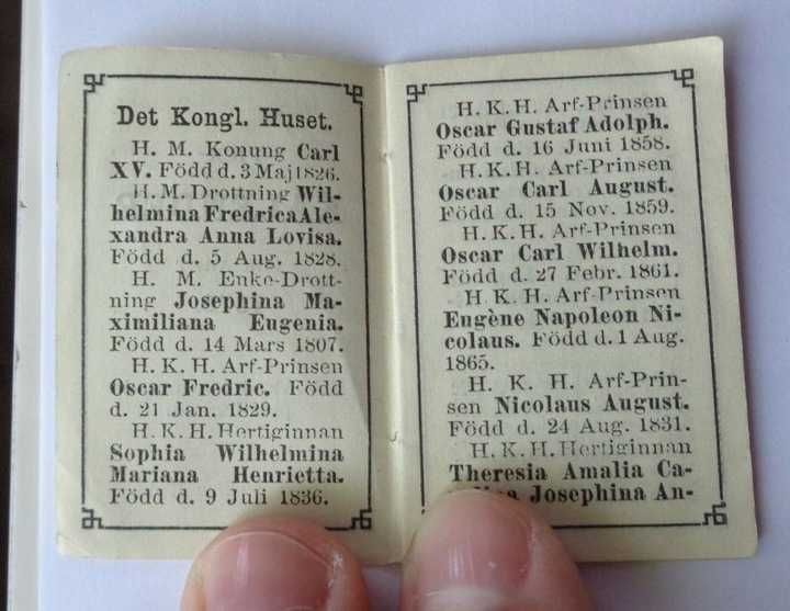 Szwedzki kieszonkowy kolekcjonerski kalendarzyk z roku 1870-zobacz