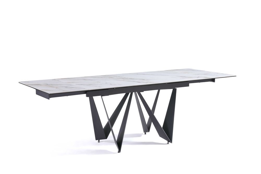 Rozsuwany prost. stół jadalny ceramiczny 160(240)x90cm Portofino Biały