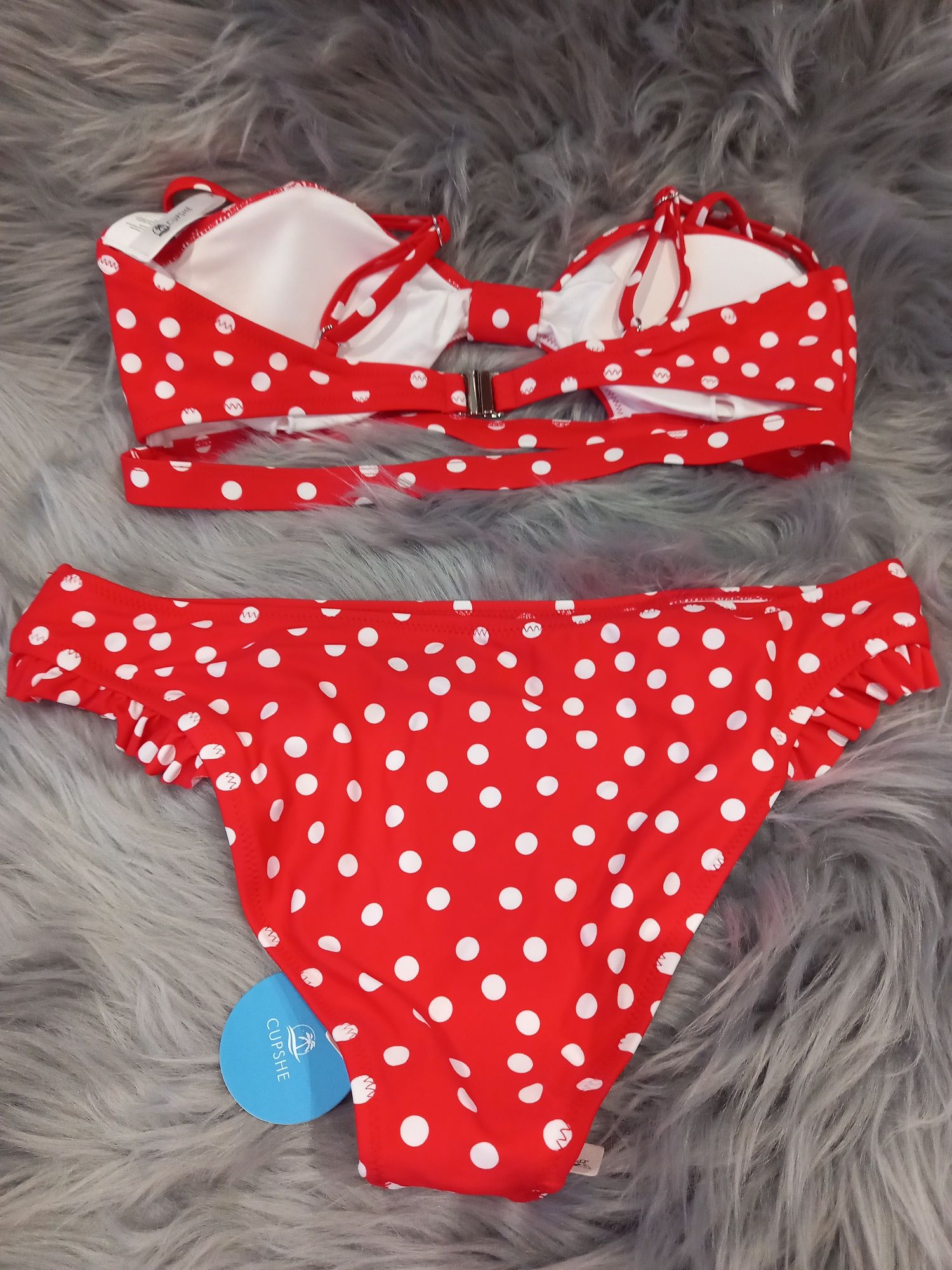 CUPSHE damski strój kąpielowy BIKINI CZERWONE Polka Dot rozm. M