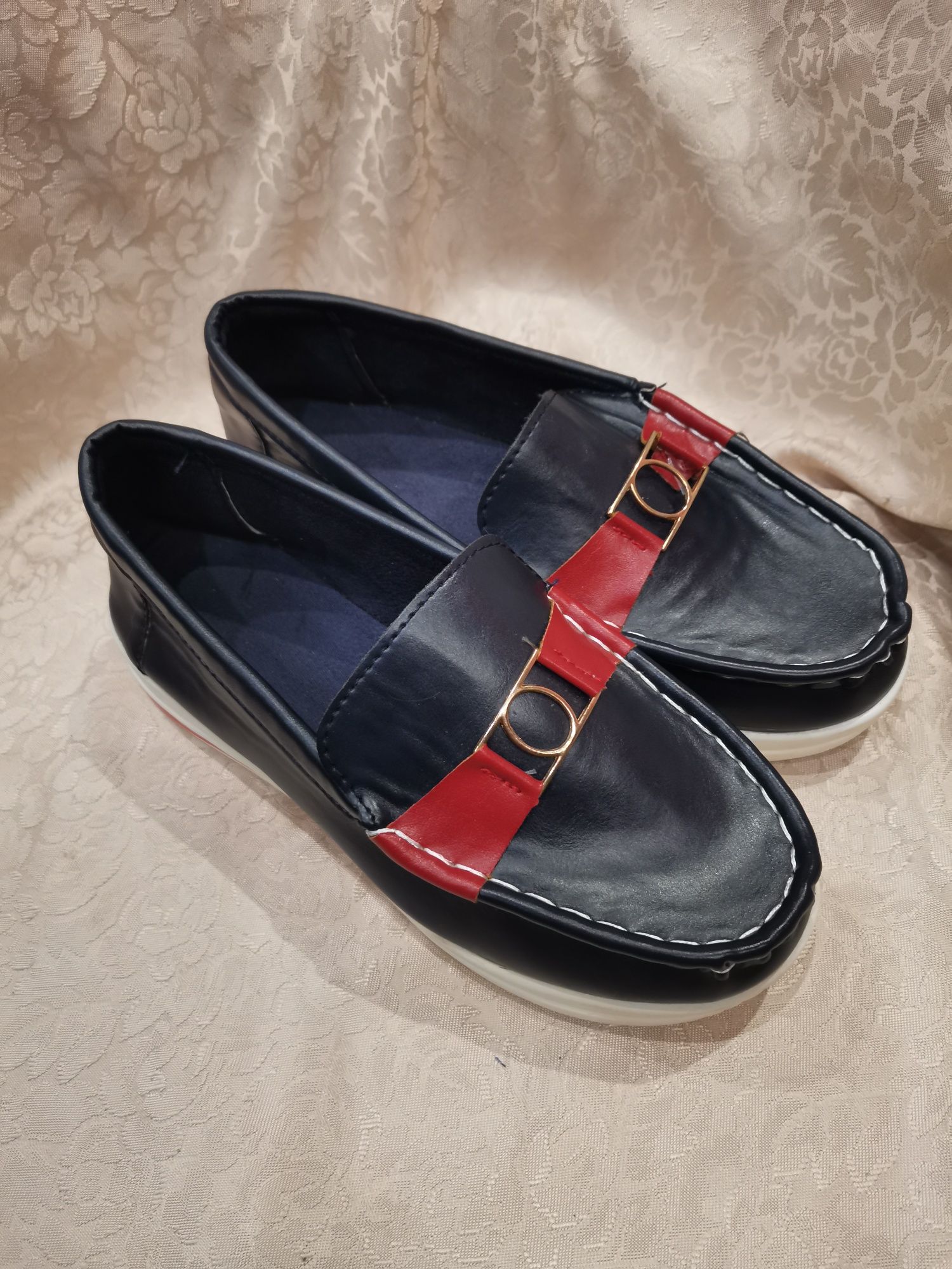 Mokasyny damskie Ideal Shoes rozm 36,wąska stopa, ciemny granat