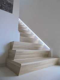 Drewnopodobne płytki schodowe 120x30 ciepły kolor BEŻ Drewno