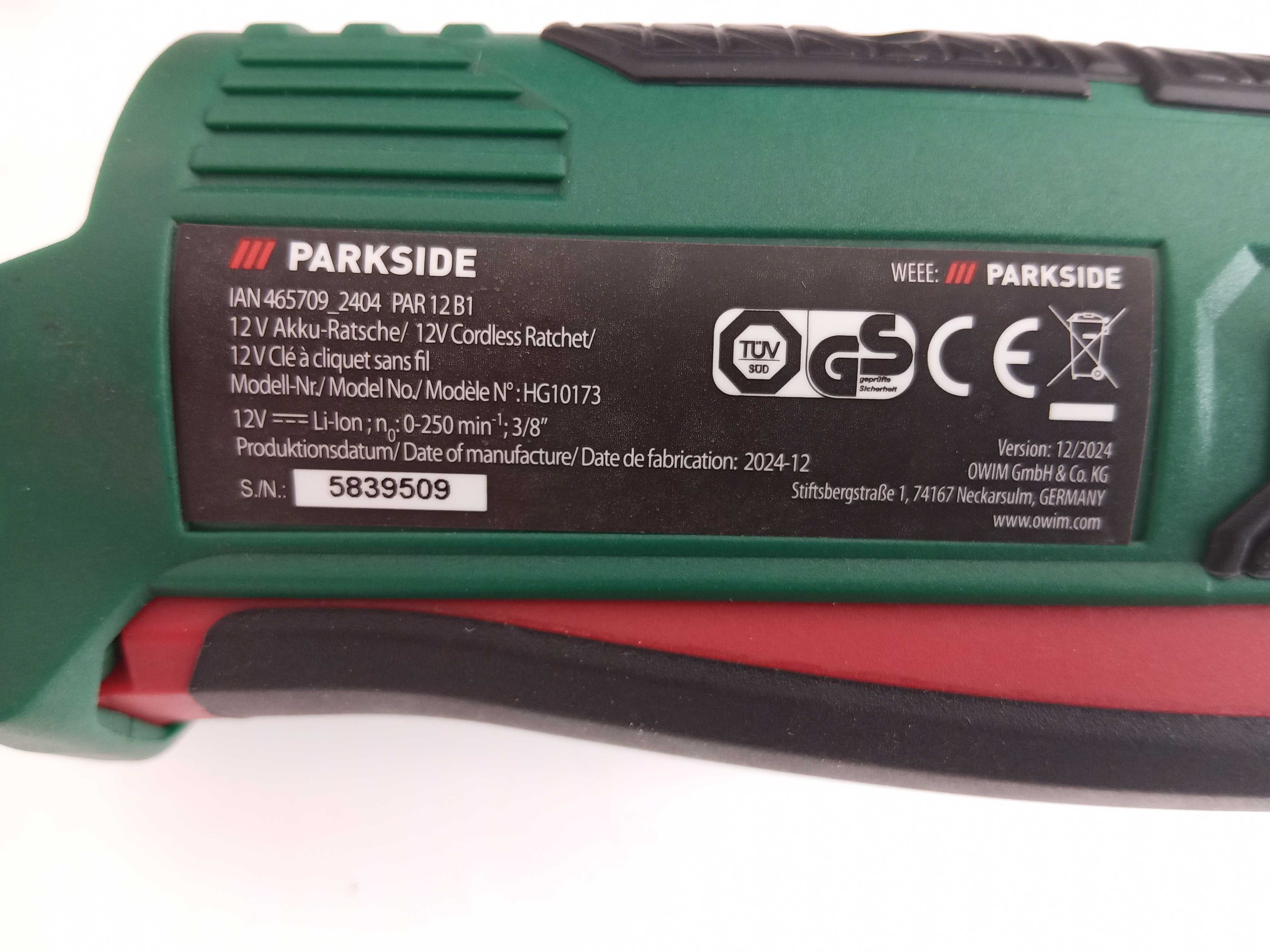 Grzechotka Akumulatorowa Parkside PAR 12 B1 12V + walizka