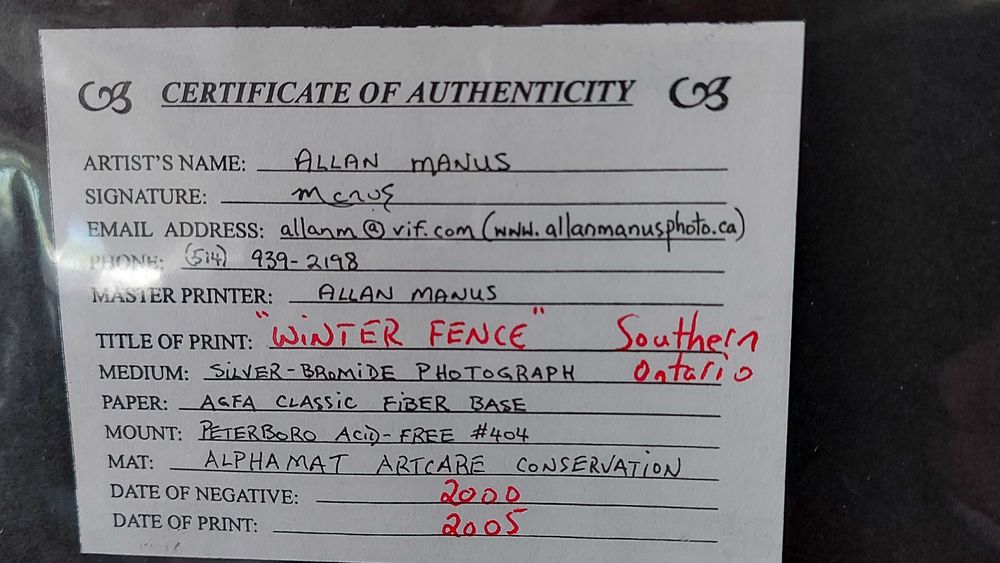 Allan Manus – „Winter Fence” (fotografia artystyczna, 2005)