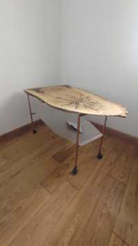 Stolik dekoracyjny lite drewno plus szkło