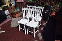 krzesła drewniane koloru białego 4 sztuki