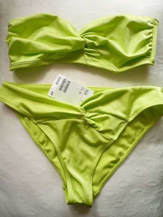 Seledynowy strój kąpielowy H&m bikini xs 34 bandażowe neon