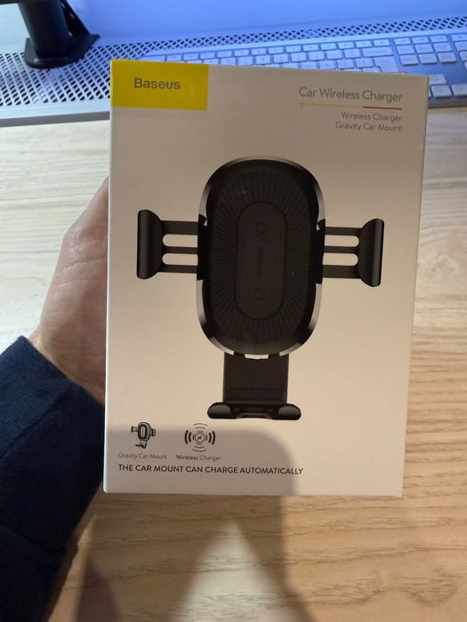 Baseus – uchwyt samochodowy z ładowarką indukcyjną (nowy)