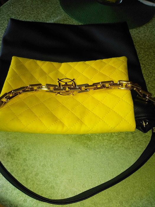 Torebka damska czarno- żółta-nowa