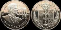 Moeda de 5 Dollars - 1992 - Niue - John F. Kennedy - Prata