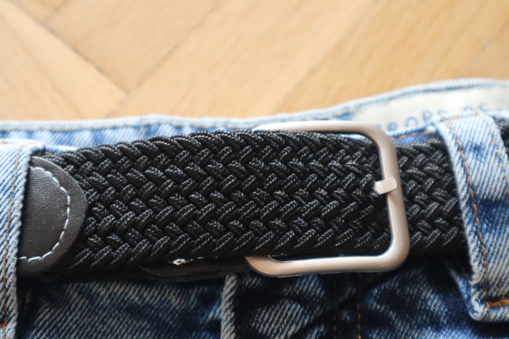 Pasek pleciony czarny 105 cm