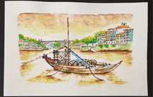 Ponte da Arrábida com barco rabelo Porto