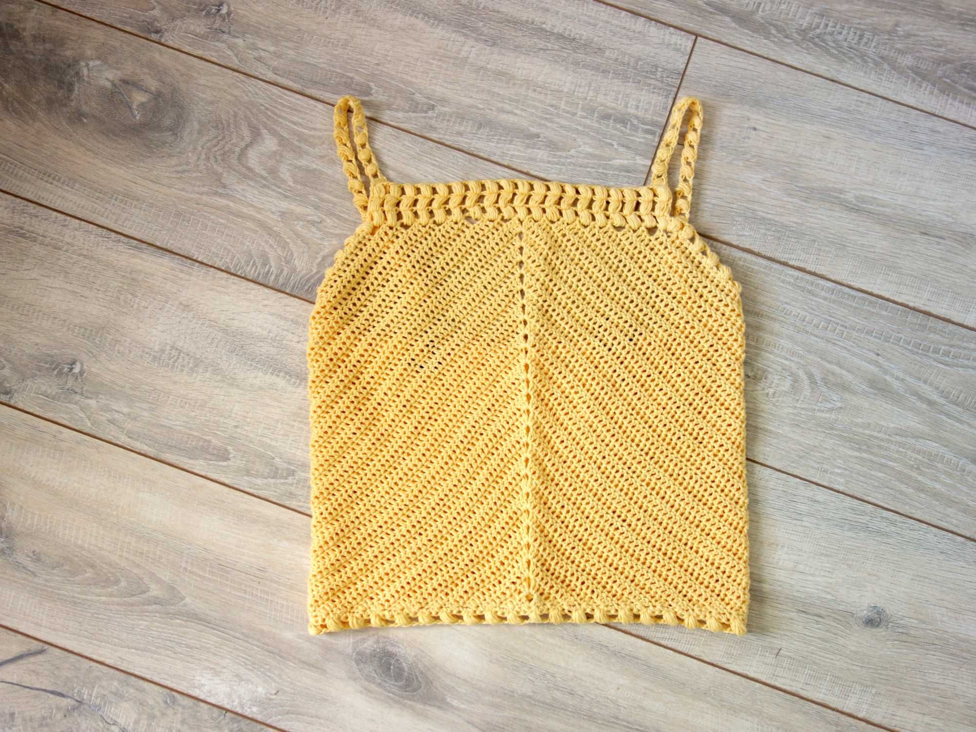 NOWY top szydełkowy crop bluzka na szydełku handmade na lato 34 XS