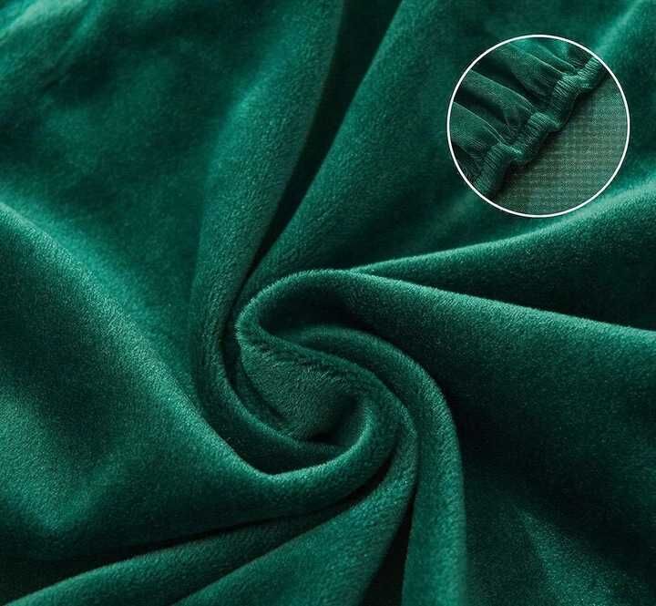 Pokrowce na Krzesła 6 szt. – Uniwersalne Welurowe, Elastyczne, Zielone
