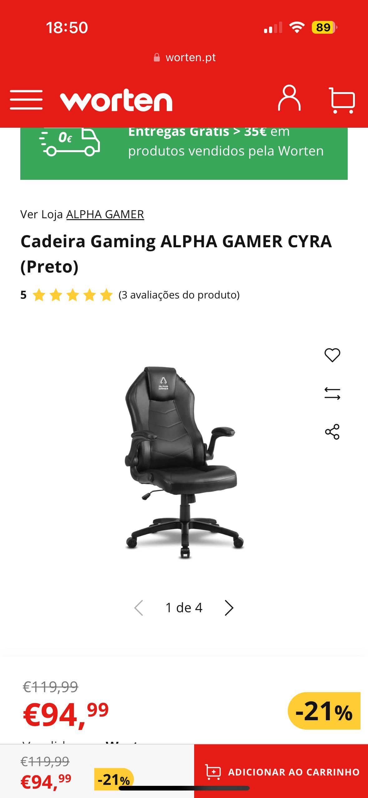 Cadeira Gaming ALPHA GAMER CYRA (Preto)