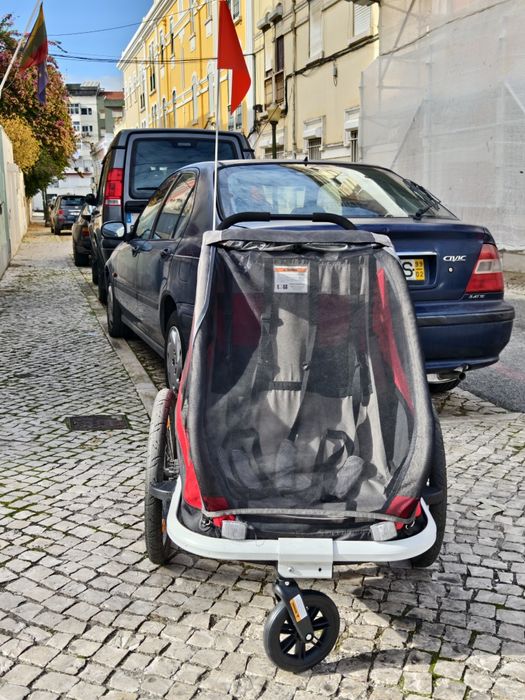 Reboque bicicleta Hamax 2 lugares - também é carrinho para crianças