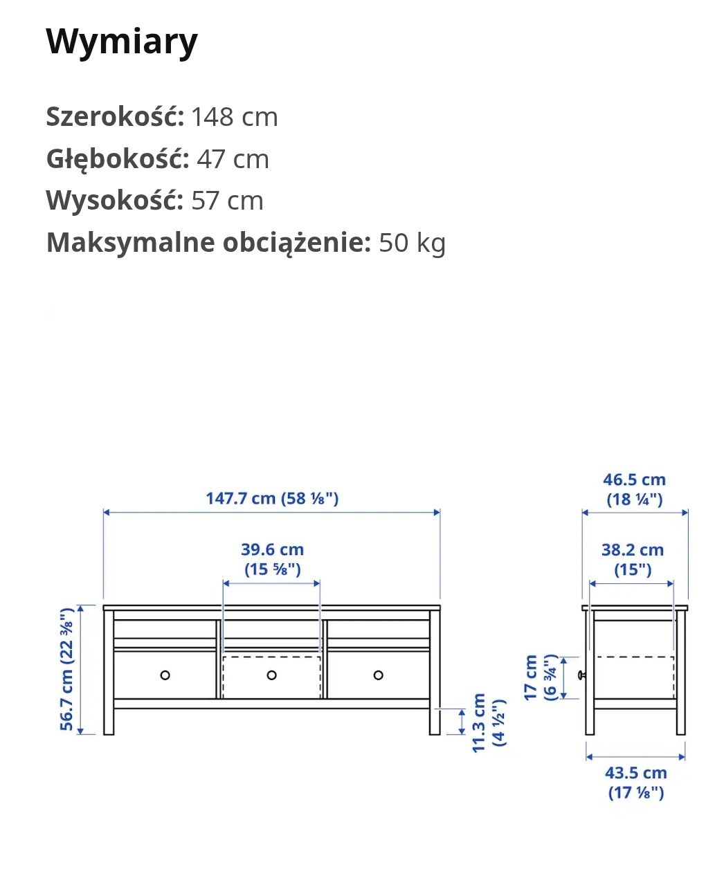 Szafka pod telewizor stolik kawowy Ikea Hemnes