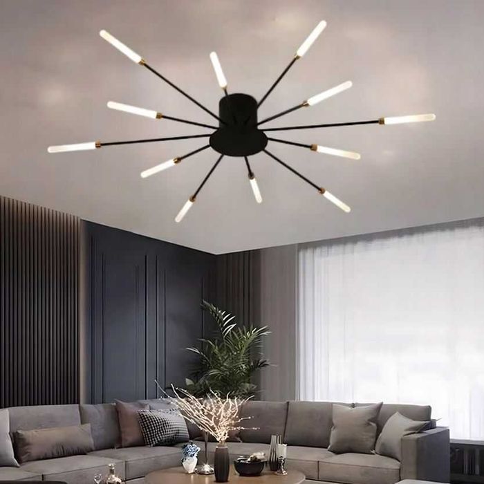 Lampa Sufitowa Plafon LED Fajerwerki Żyrandol Czarny do Salonu MODERN