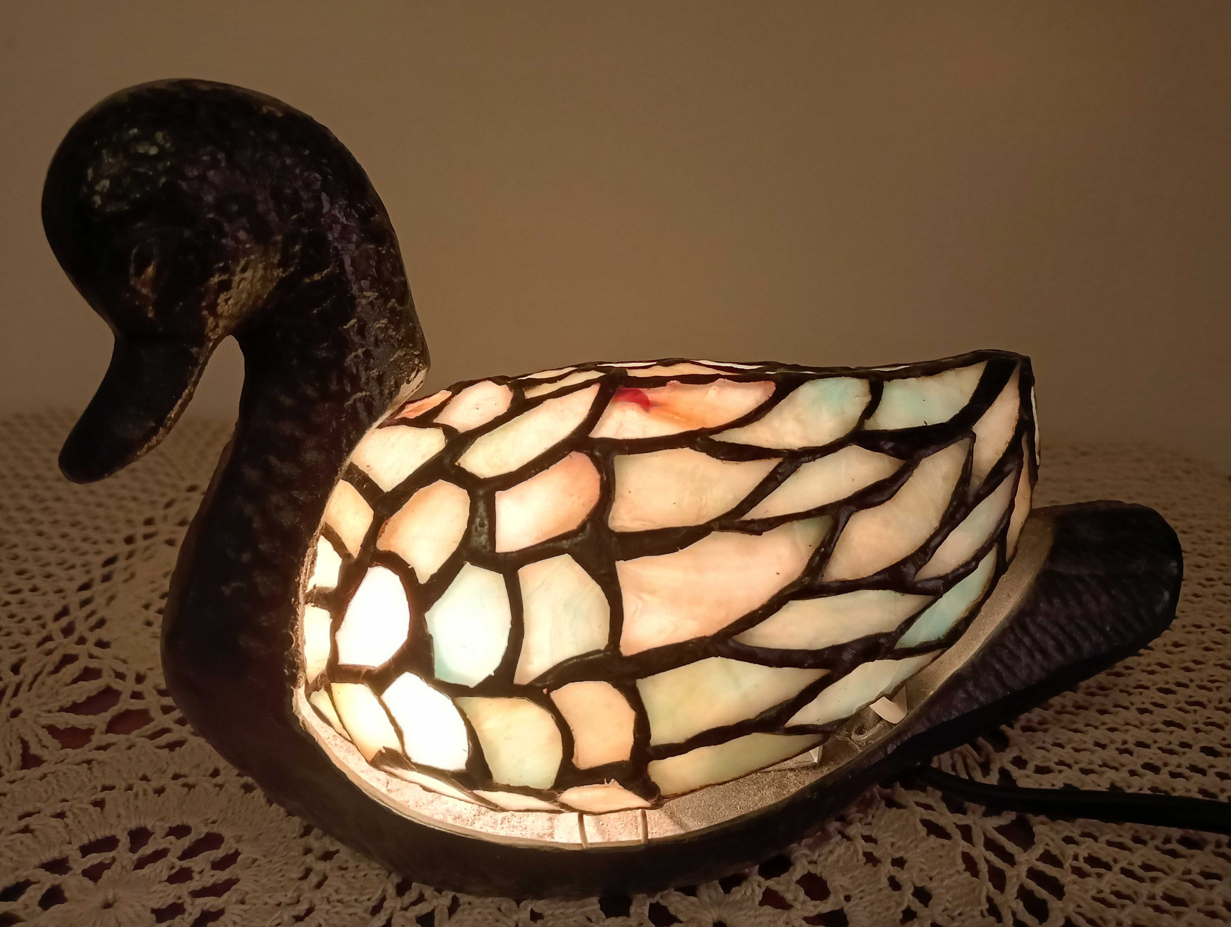 Lampa witrażowa, styl Tiffany, kaczka