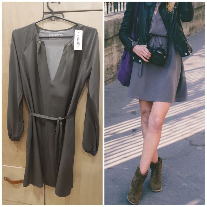 NOWA Sukienka Sugarfree szara mini długi rękaw Kasia Tusk