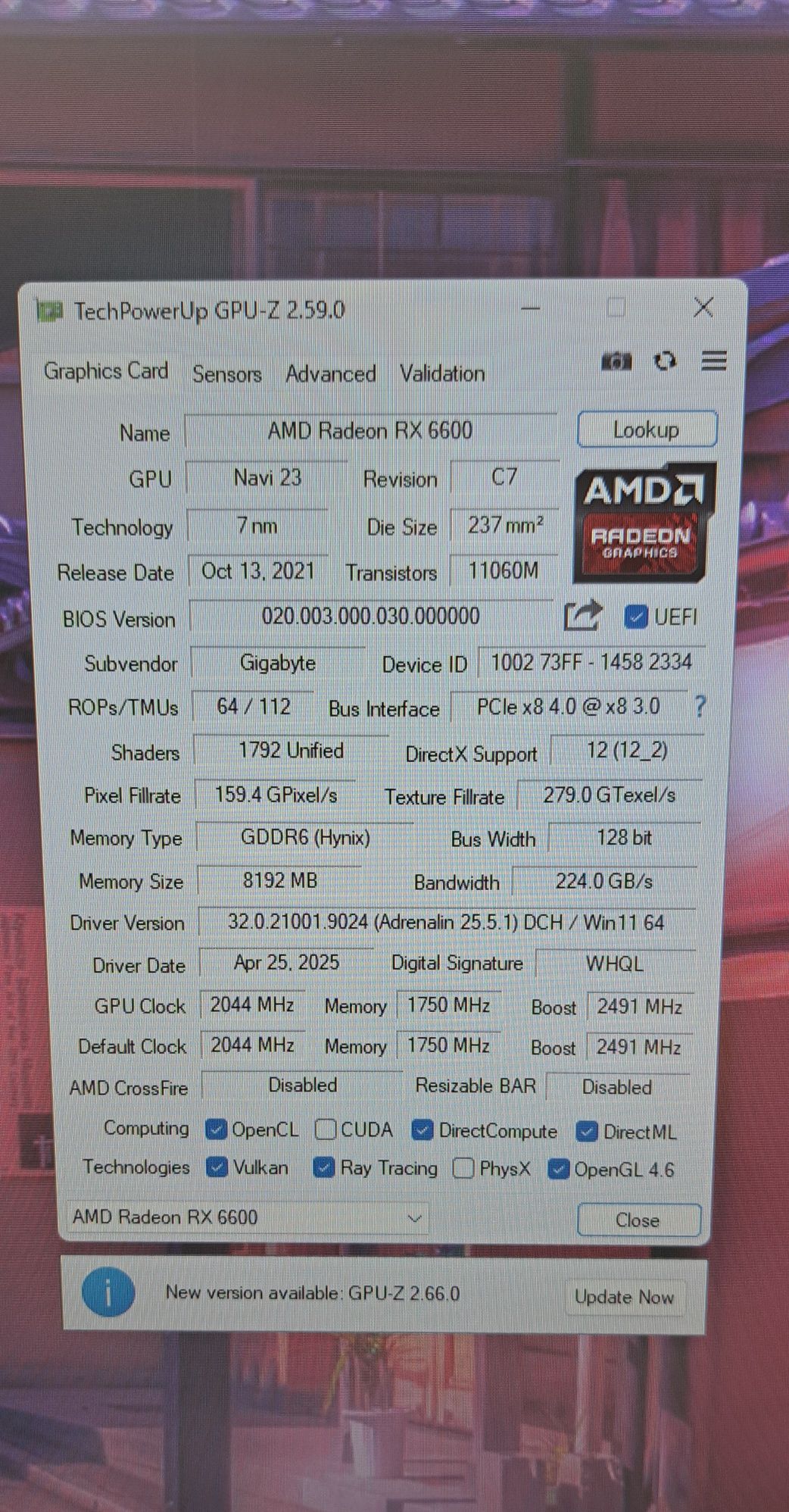 karta graficzna radeon rx6600
