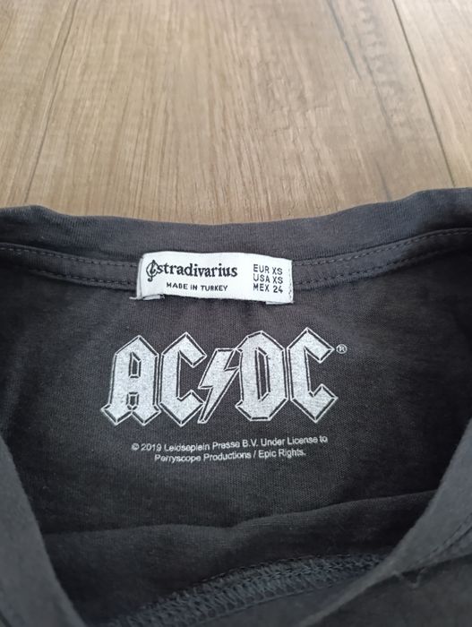 Bluzka koszulka damska t-shirt ACDC Stradivarius XS szara