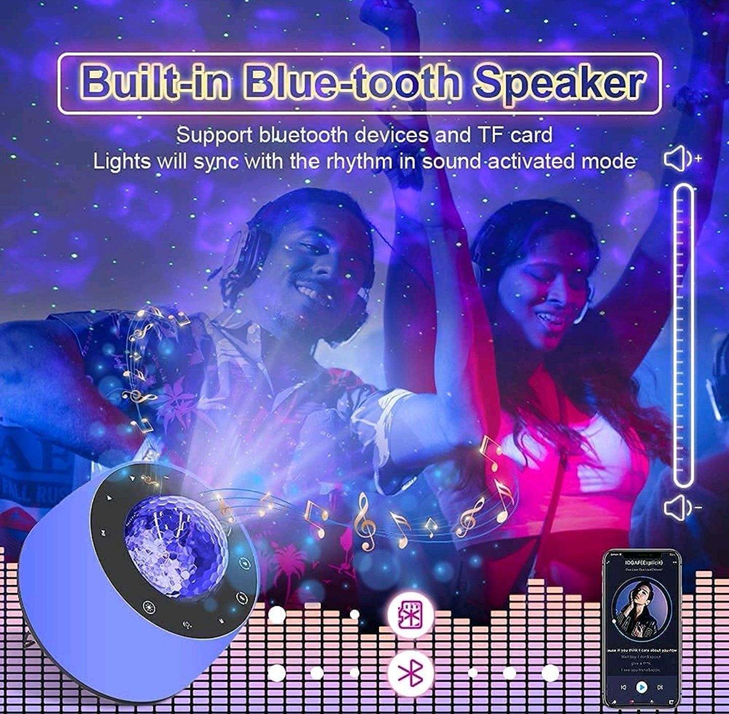 Projektor gwiazd 3d USB lampka nocna głośnik bluetooth pilot