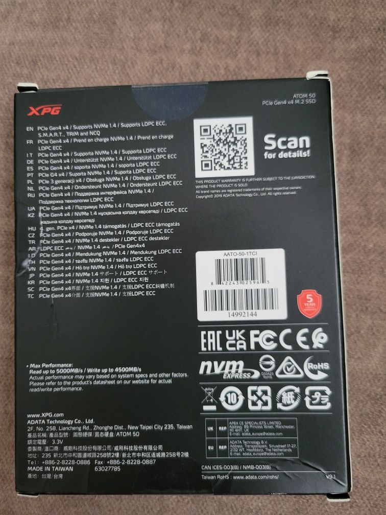 SSD накопичувач XPG NVMe Atom 50 1TB PCIe Gen4 x4 NVMe M.2