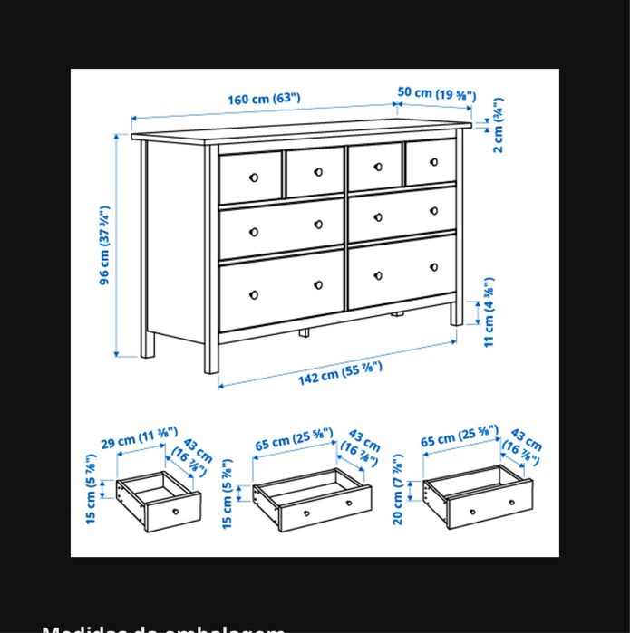 Cómoda Hemnes Ikea c/ 8 gavetas