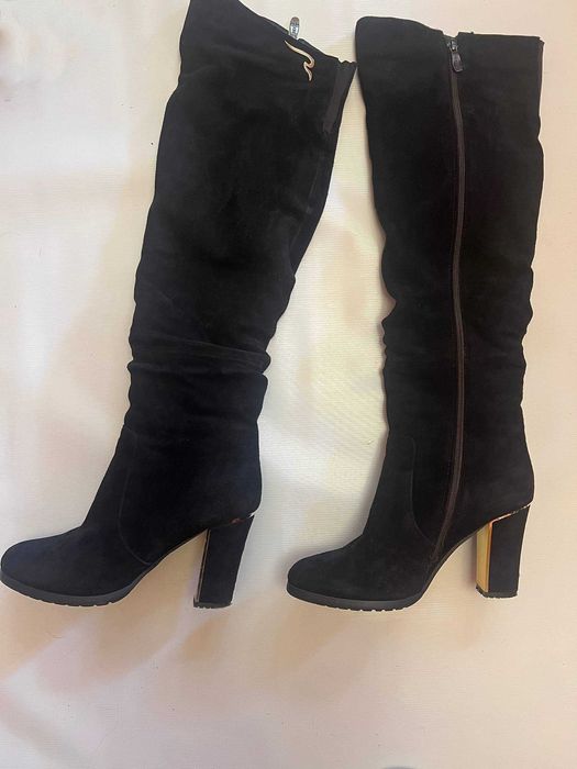 Чоботи високі ботфорти натуральна замша