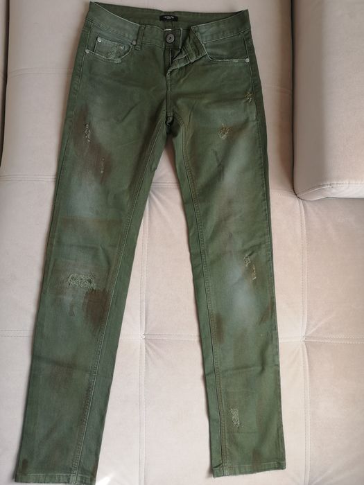 Spodnie jeansy damskie slim /36/khaki cieniowane /Redoute