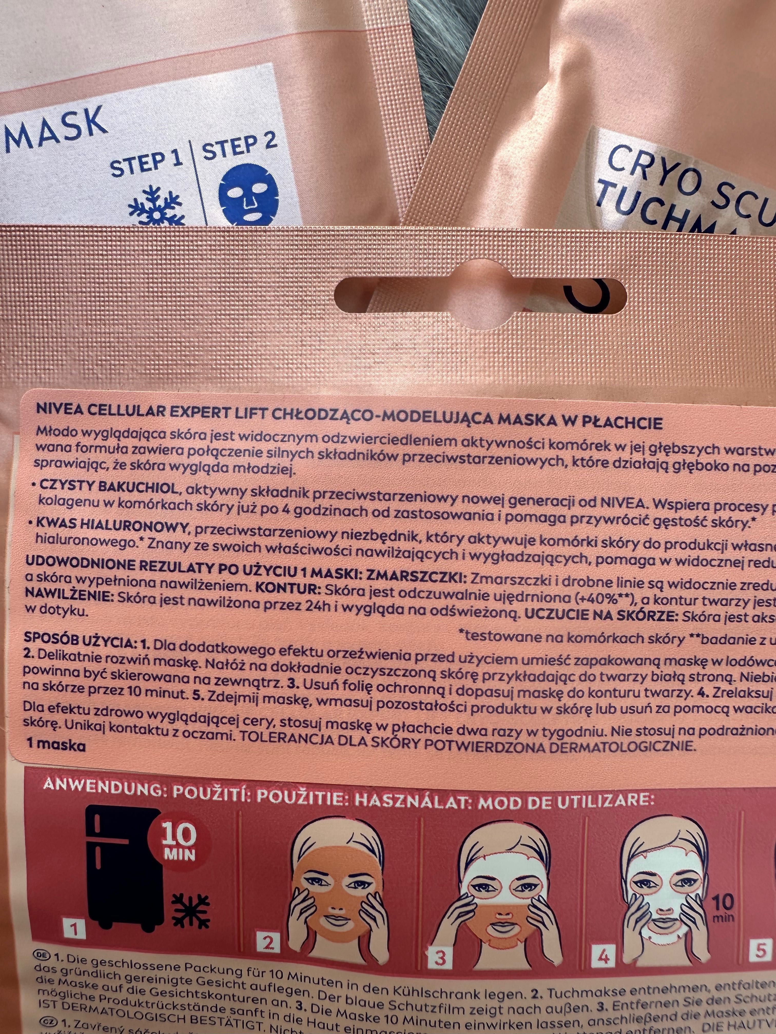maska maseczka w płachcie płacie Nivea Cellular Expert lift nowe 3 szt