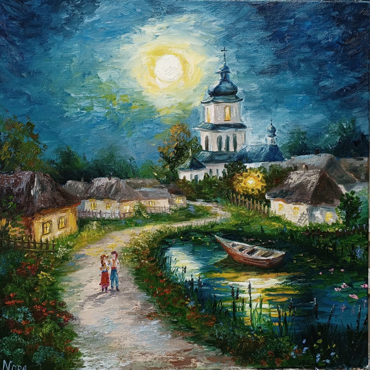 Картина, олія, полотно ''Місяць на небі'''