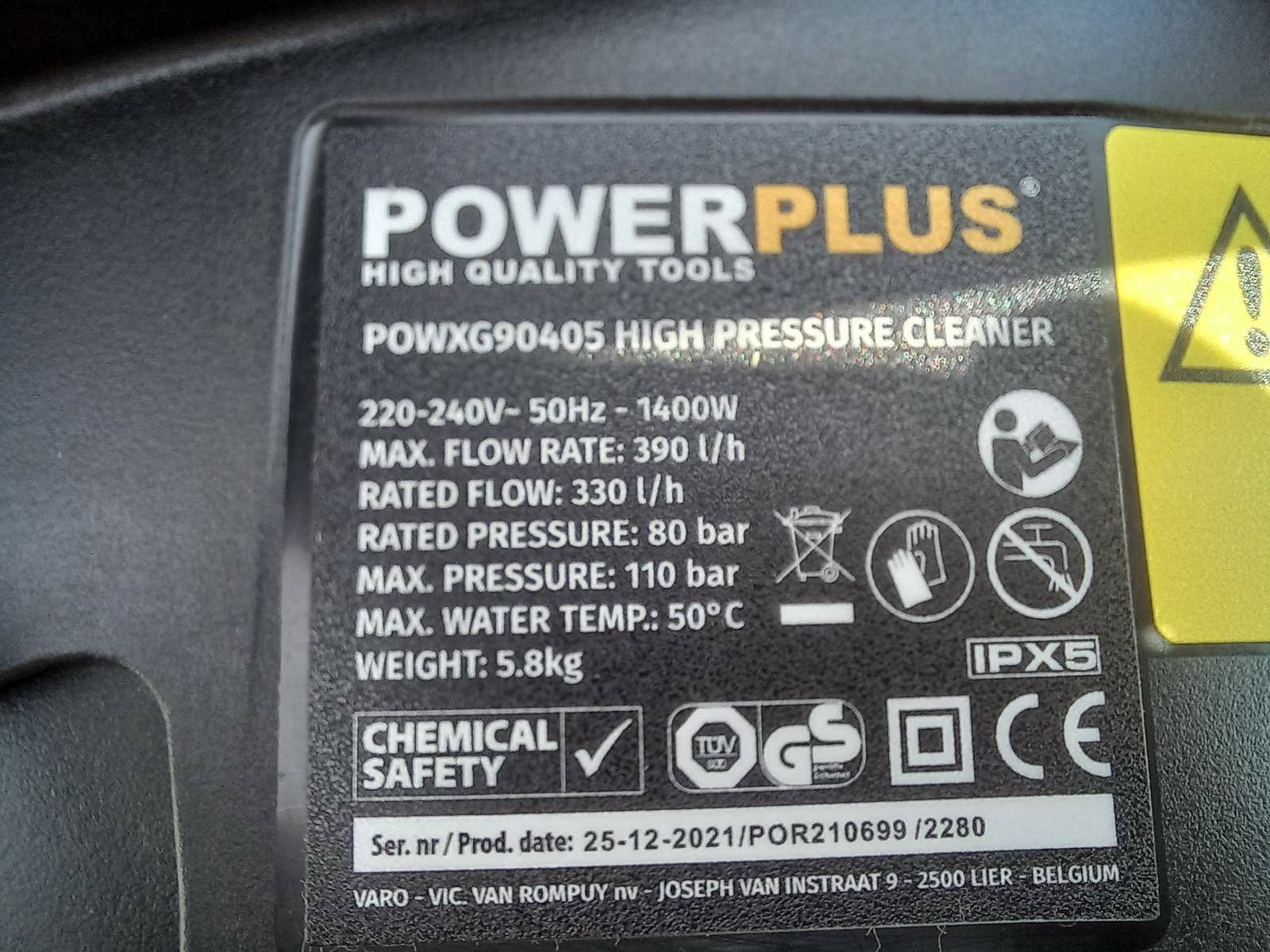 Мийка високого тиску powerplus powxg90405